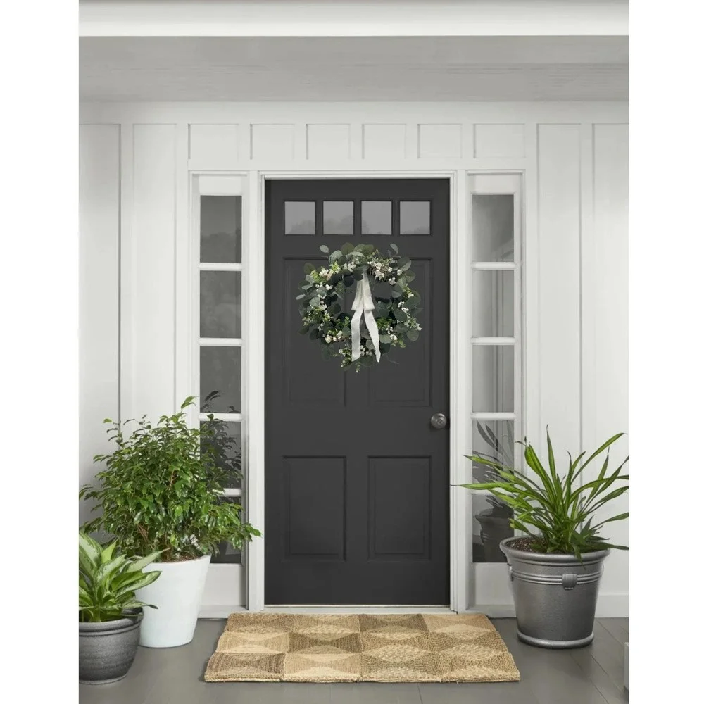 My Texas‎ House Decorative Wreath – Green White Ribbon Bow, Spring Easter